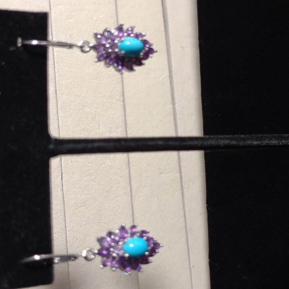Arizona Sleeping Beauty Turquoise,Amethyst Earrings
